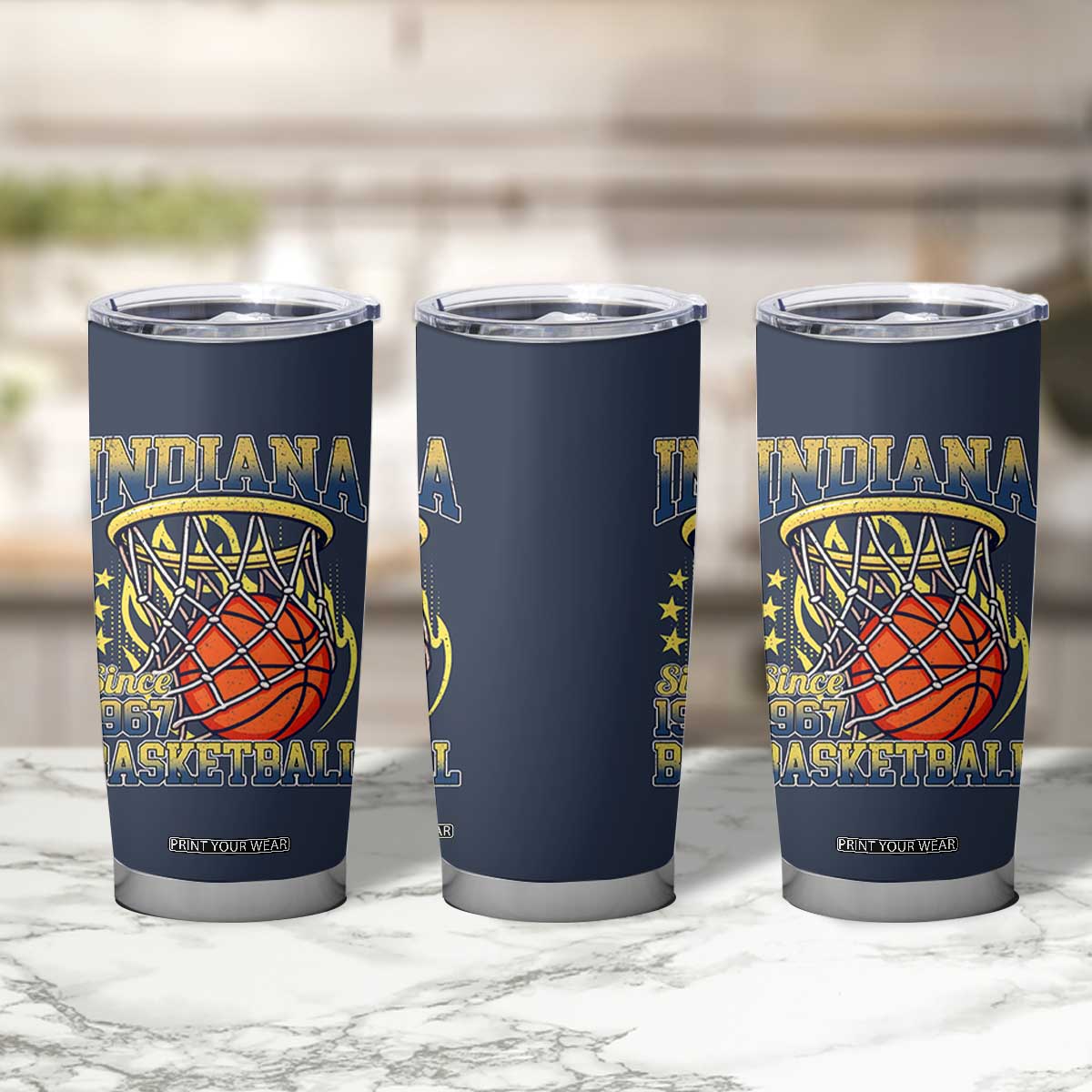 Indiana Basketball Flames Graphic Tumbler Cup Vintage 1967 Fan Indy Hoops Pride TS02 Print Your Wear