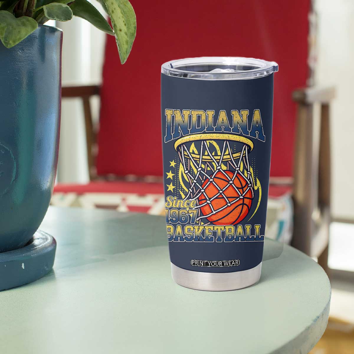 Indiana Basketball Flames Graphic Tumbler Cup Vintage 1967 Fan Indy Hoops Pride TS02 Print Your Wear
