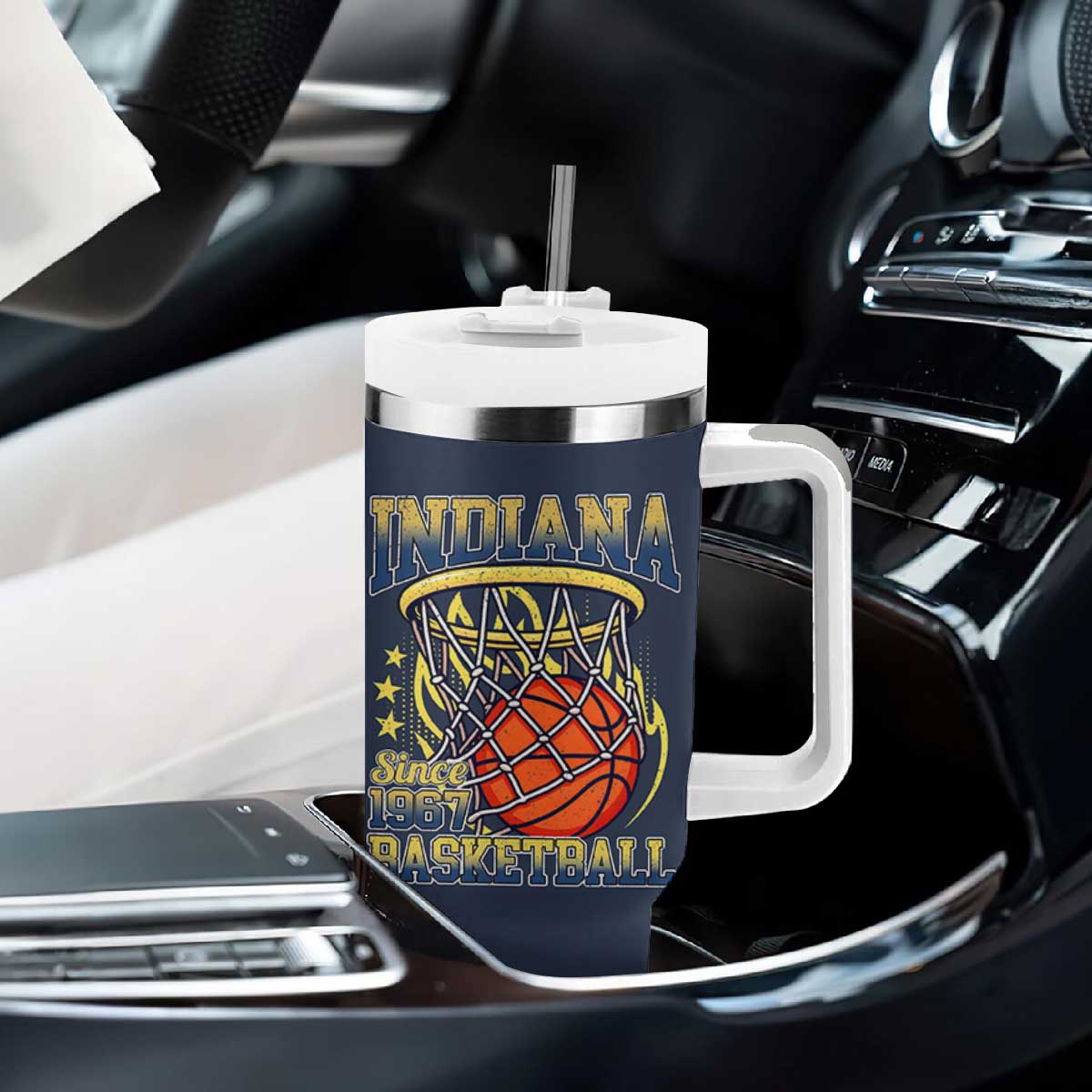 Indiana Basketball Flames Graphic Tumbler With Handle Vintage 1967 Fan Indy Hoops Pride TS02 Print Your Wear