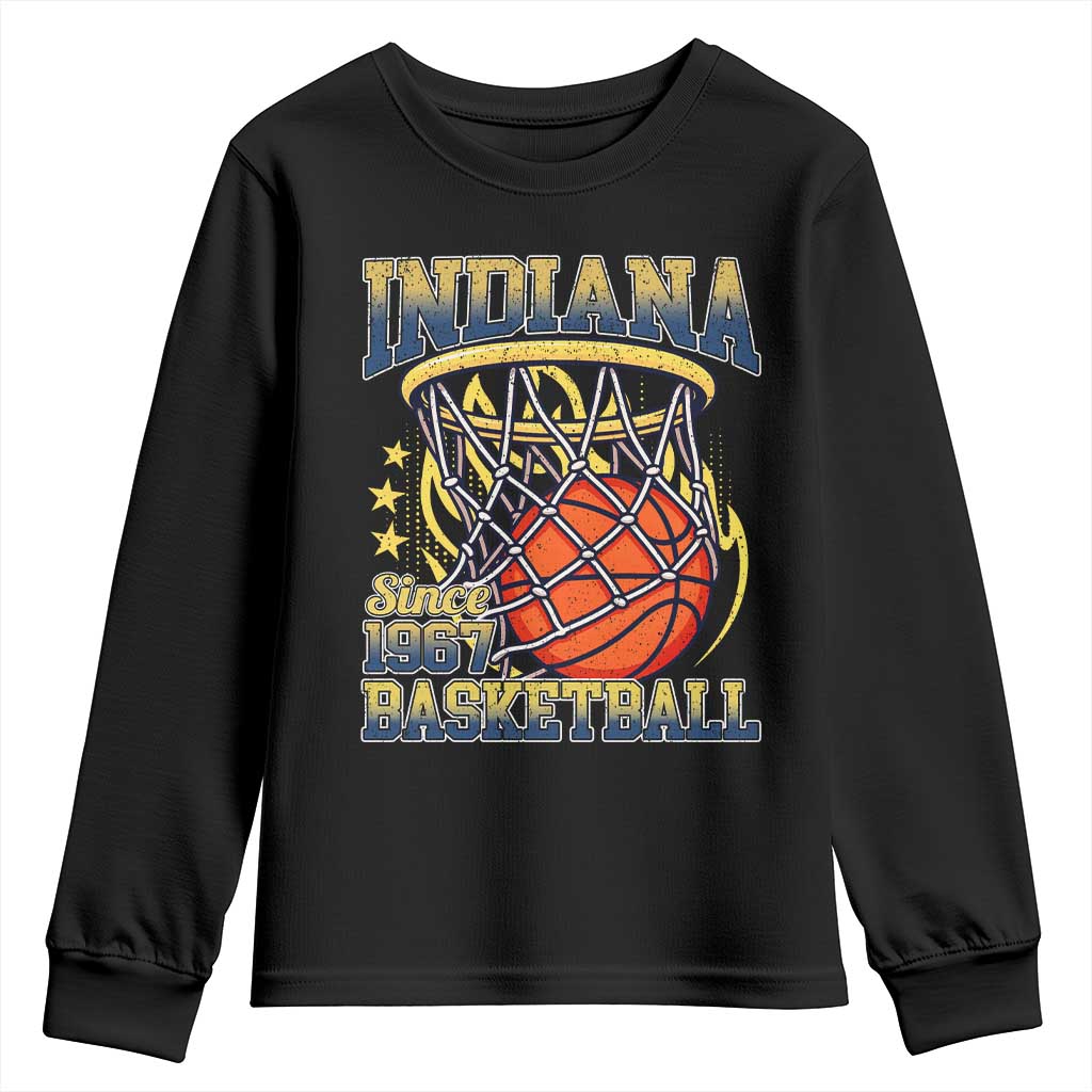 Indiana Basketball Flames Graphic Youth Sweatshirt Vintage 1967 Fan Indy Hoops Pride TS02 Black Print Your Wear