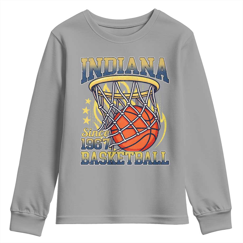 Indiana Basketball Flames Graphic Youth Sweatshirt Vintage 1967 Fan Indy Hoops Pride TS02 Sport Gray Print Your Wear