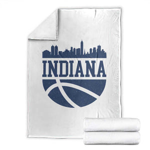 Indiana Skyline Basketball Throw Blanket Distressed Urban Hoops Graphic for Indy Fans TS02 White Print Your Wear