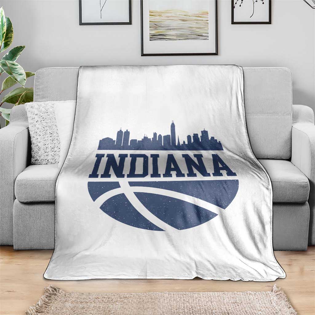 Indiana Skyline Basketball Throw Blanket Distressed Urban Hoops Graphic for Indy Fans TS02 Print Your Wear