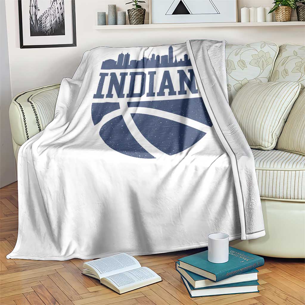 Indiana Skyline Basketball Throw Blanket Distressed Urban Hoops Graphic for Indy Fans TS02 Print Your Wear