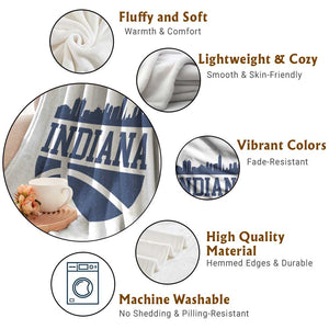 Indiana Skyline Basketball Throw Blanket Distressed Urban Hoops Graphic for Indy Fans TS02 Print Your Wear
