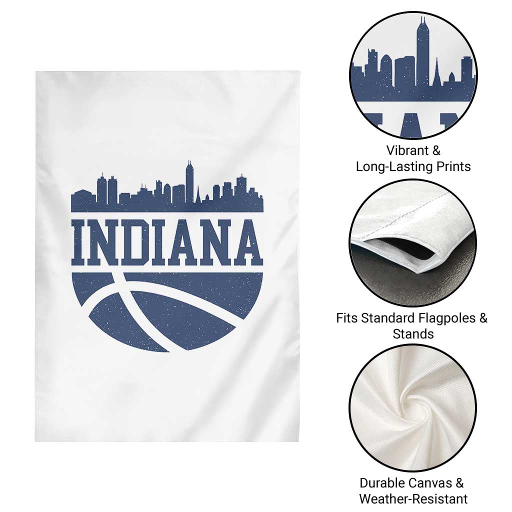 Indiana Skyline Basketball Garden Flag Distressed Urban Hoops Graphic for Indy Fans TS02 Print Your Wear
