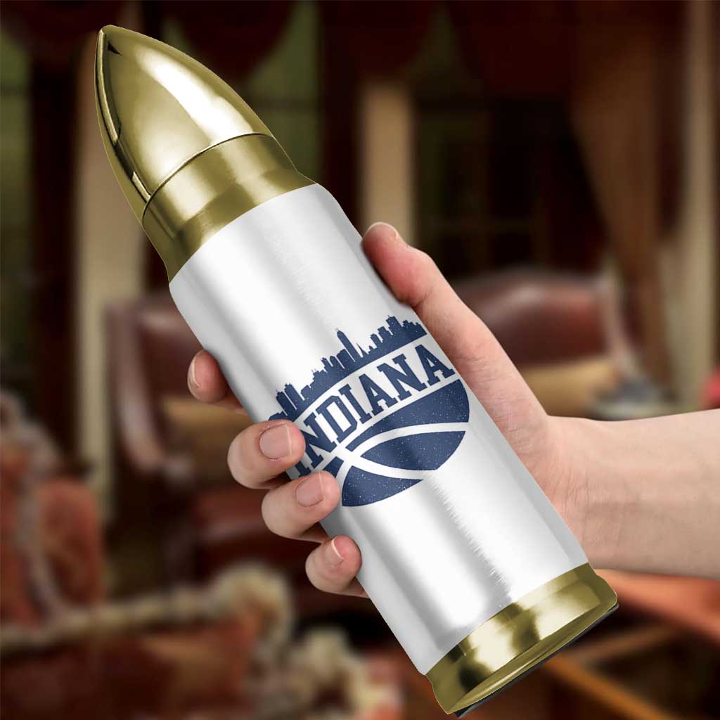 Indiana Skyline Basketball Bullet Tumbler Distressed Urban Hoops Graphic for Indy Fans TS02 Print Your Wear