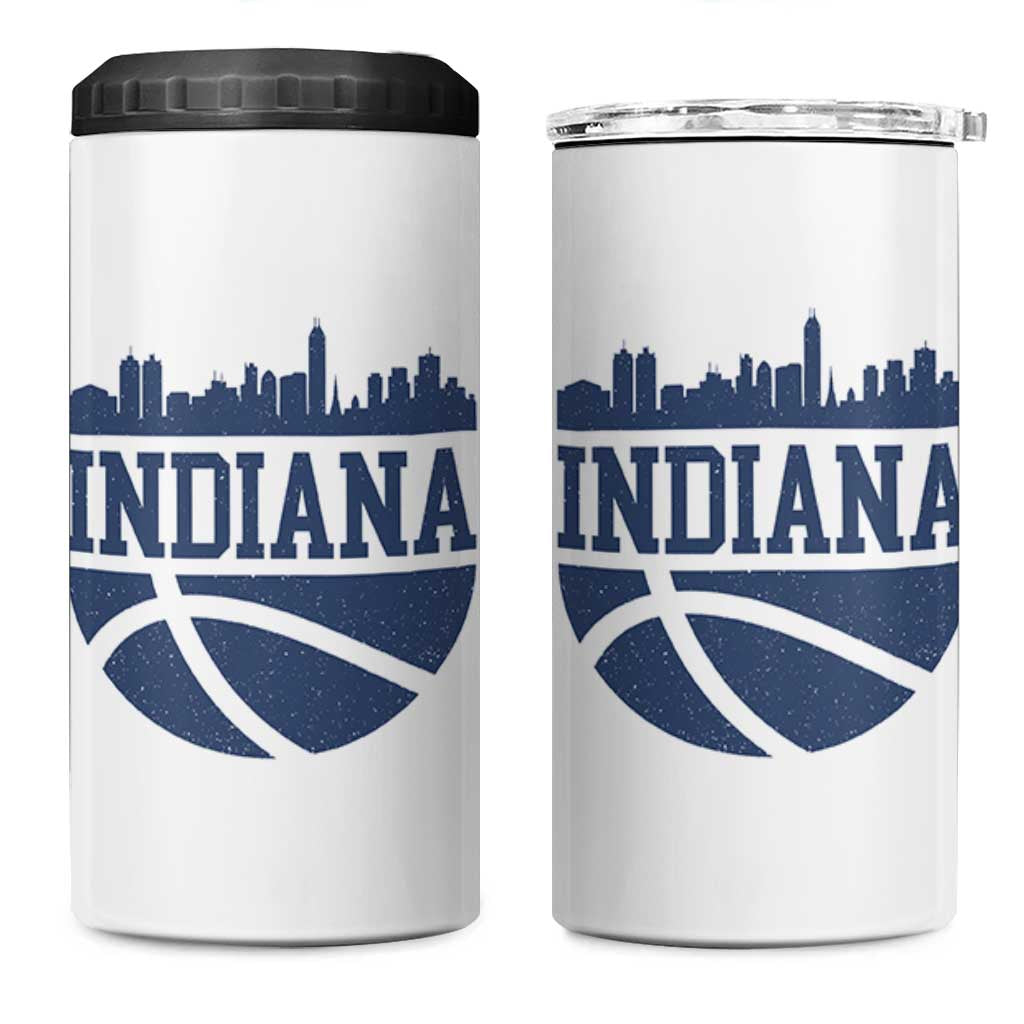 Indiana Skyline Basketball 4 in 1 Can Cooler Tumbler Distressed Urban Hoops Graphic for Indy Fans TS02 One Size: 16 oz White Print Your Wear
