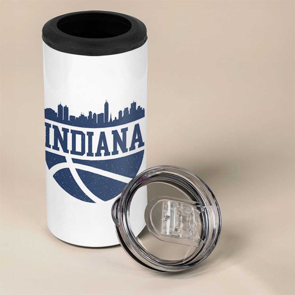 Indiana Skyline Basketball 4 in 1 Can Cooler Tumbler Distressed Urban Hoops Graphic for Indy Fans TS02 Print Your Wear
