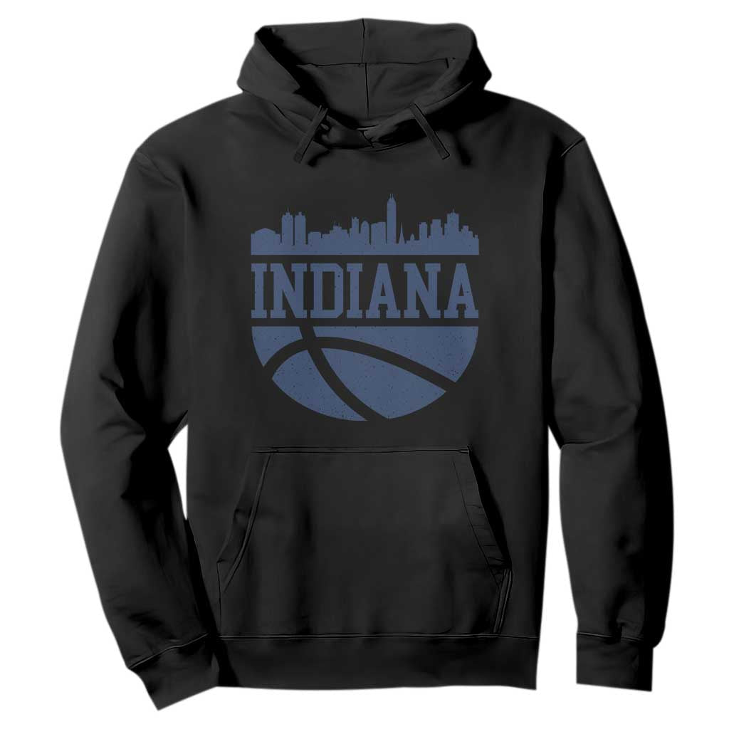 Indiana Skyline Basketball Hoodie Distressed Urban Hoops Graphic for Indy Fans TS02 Black Print Your Wear