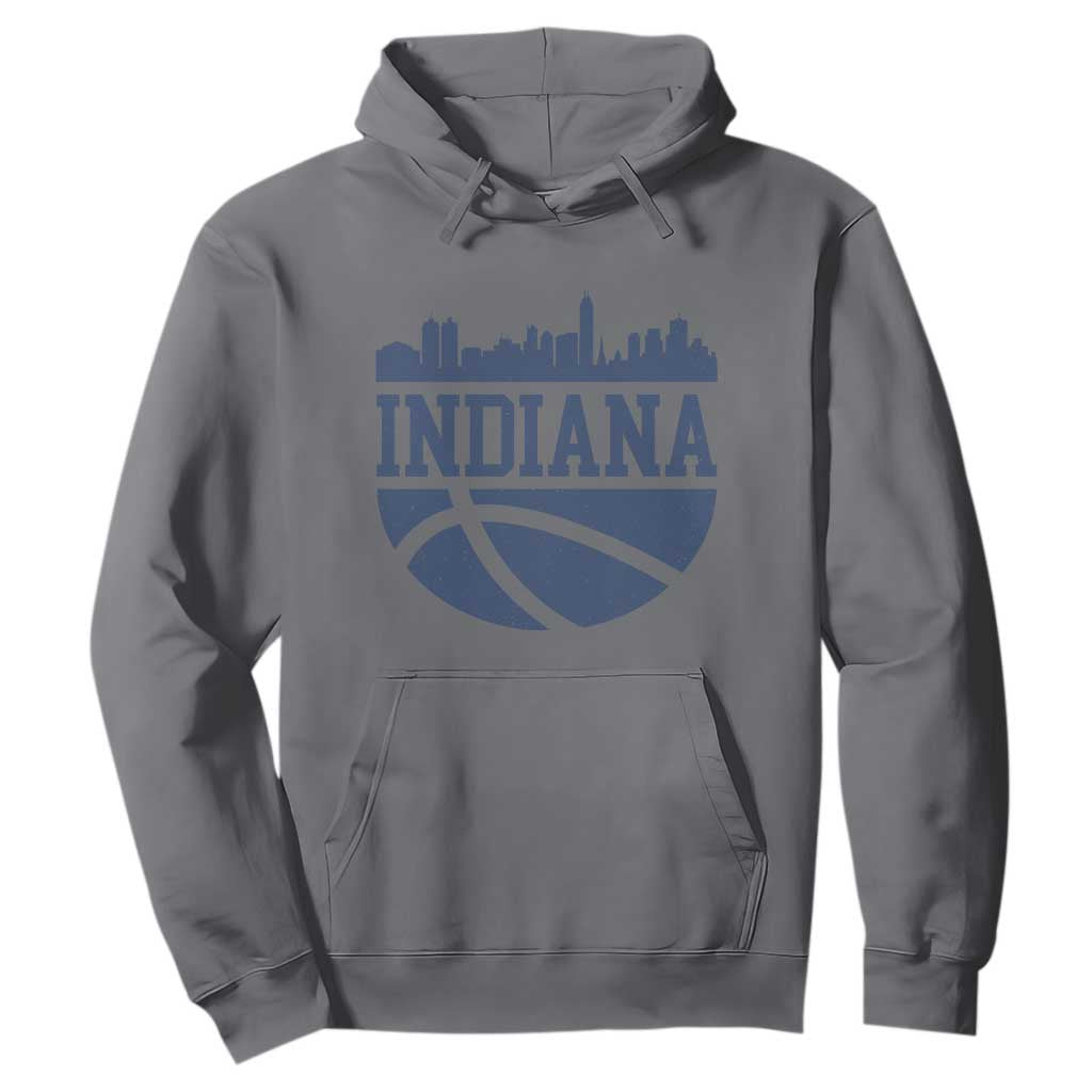 Indiana Skyline Basketball Hoodie Distressed Urban Hoops Graphic for Indy Fans TS02 Charcoal Print Your Wear