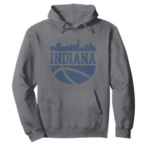 Indiana Skyline Basketball Hoodie Distressed Urban Hoops Graphic for Indy Fans TS02 Charcoal Print Your Wear