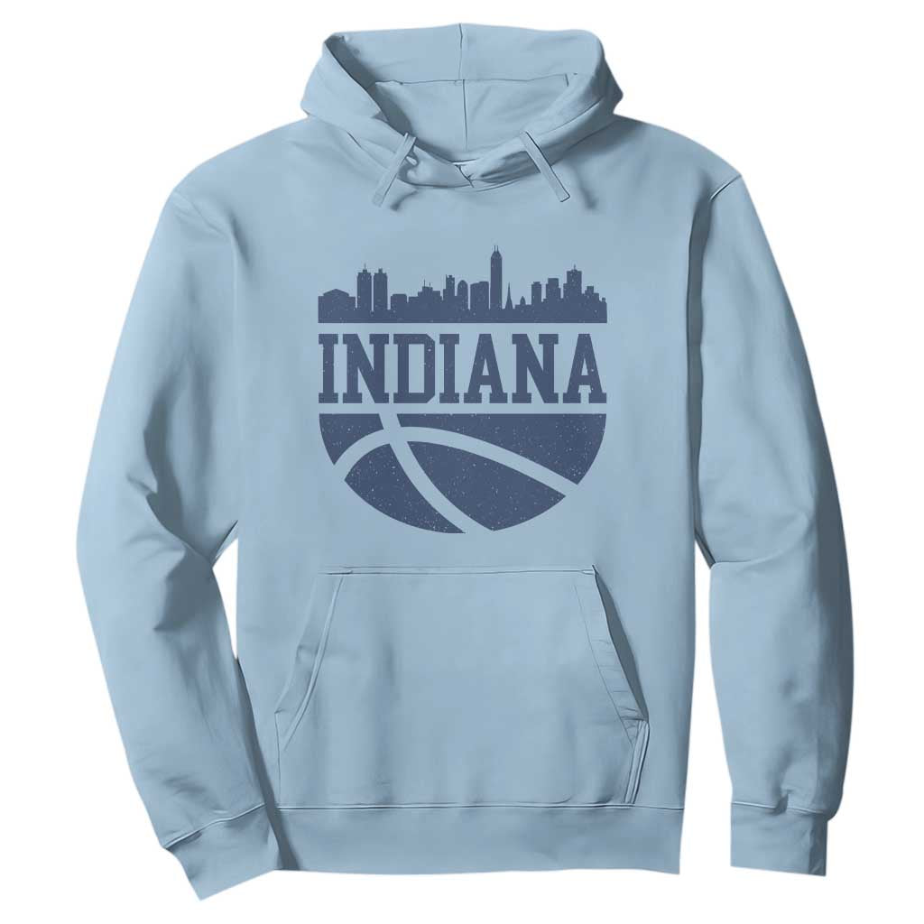 Indiana Skyline Basketball Hoodie Distressed Urban Hoops Graphic for Indy Fans TS02 Light Blue Print Your Wear