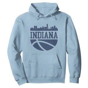 Indiana Skyline Basketball Hoodie Distressed Urban Hoops Graphic for Indy Fans TS02 Light Blue Print Your Wear