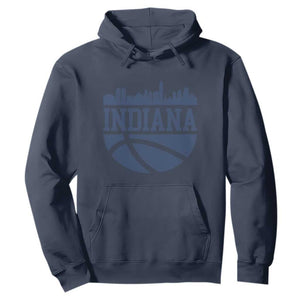 Indiana Skyline Basketball Hoodie Distressed Urban Hoops Graphic for Indy Fans TS02 Navy Print Your Wear