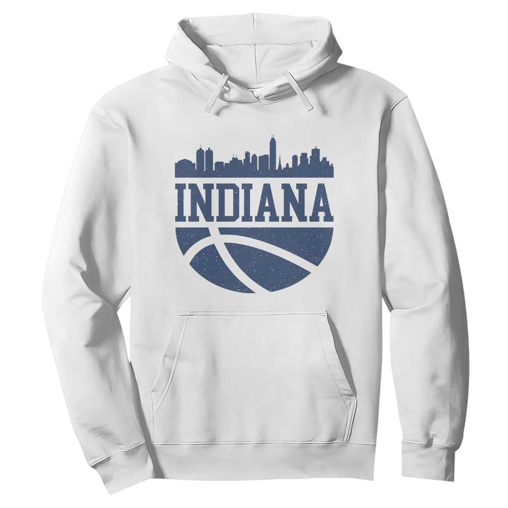 Indiana Skyline Basketball Hoodie Distressed Urban Hoops Graphic for Indy Fans TS02 White Print Your Wear