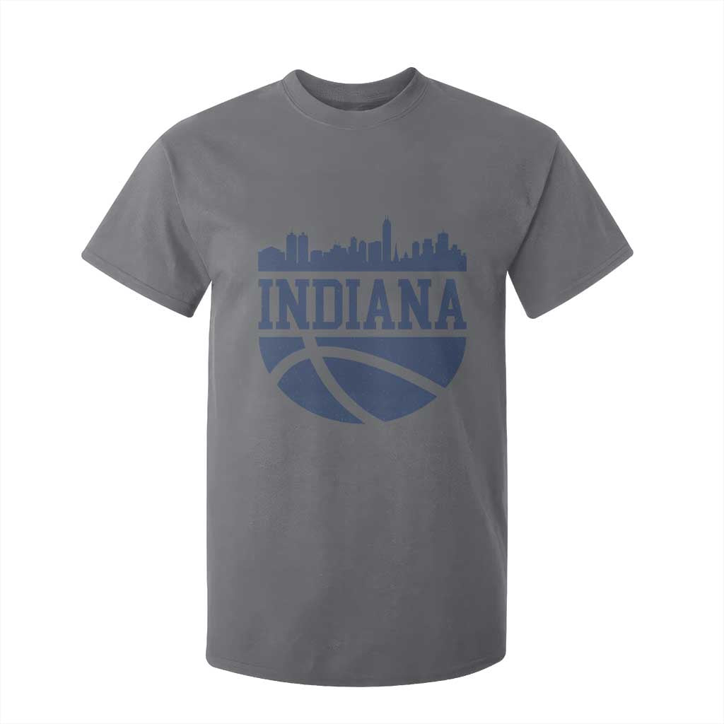 Indiana Skyline Basketball T Shirt For Kid Distressed Urban Hoops Graphic for Indy Fans TS02 Charcoal Print Your Wear