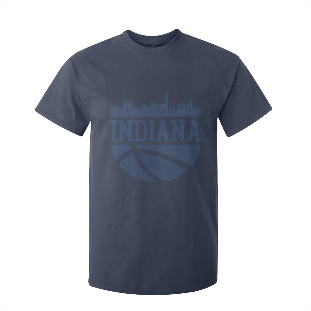 Indiana Skyline Basketball T Shirt For Kid Distressed Urban Hoops Graphic for Indy Fans TS02 Navy Print Your Wear