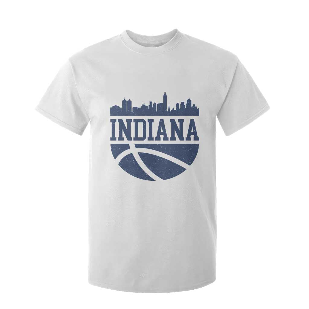 Indiana Skyline Basketball T Shirt For Kid Distressed Urban Hoops Graphic for Indy Fans TS02 White Print Your Wear