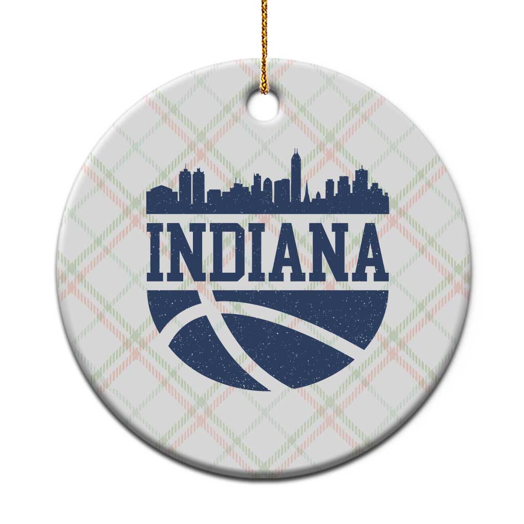 Indiana Skyline Basketball Ceramic Ornament Distressed Urban Hoops Graphic for Indy Fans TS02 1pc Christmas Plaid Print Your Wear