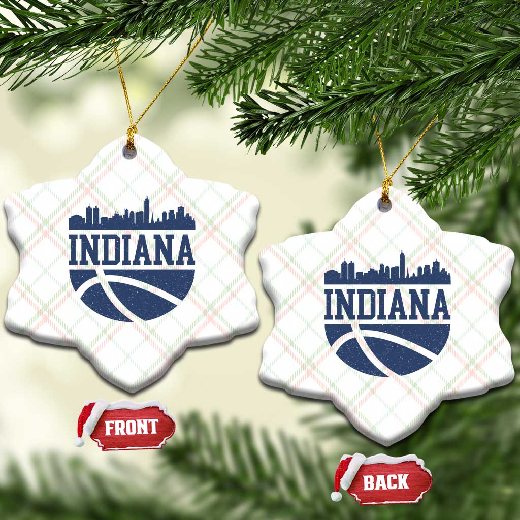 Indiana Skyline Basketball Ceramic Ornament Distressed Urban Hoops Graphic for Indy Fans TS02 Print Your Wear