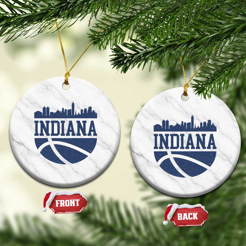 Indiana Skyline Basketball Ceramic Ornament Distressed Urban Hoops Graphic for Indy Fans TS02 1pc White Marble Print Your Wear