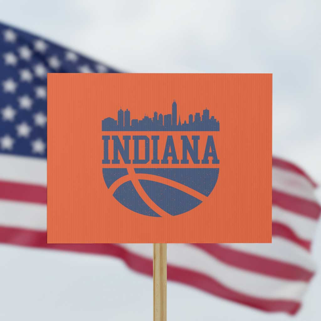 Indiana Skyline Basketball Protest Sign Distressed Urban Hoops Graphic for Indy Fans TS02 Horizontal 18