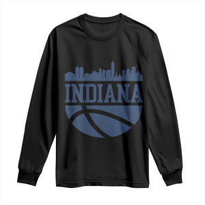 Indiana Skyline Basketball Long Sleeve Shirt Distressed Urban Hoops Graphic for Indy Fans TS02 Black Print Your Wear