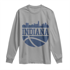 Indiana Skyline Basketball Long Sleeve Shirt Distressed Urban Hoops Graphic for Indy Fans TS02 Sport Gray Print Your Wear