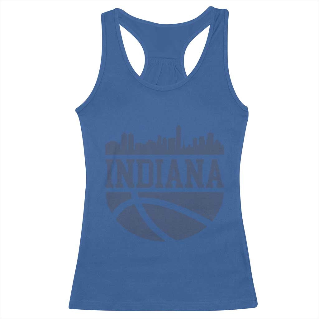 Indiana Skyline Basketball Racerback Tank Top Distressed Urban Hoops Graphic for Indy Fans TS02 Royal Blue Print Your Wear