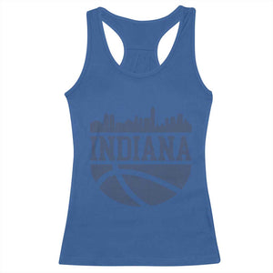 Indiana Skyline Basketball Racerback Tank Top Distressed Urban Hoops Graphic for Indy Fans TS02 Royal Blue Print Your Wear