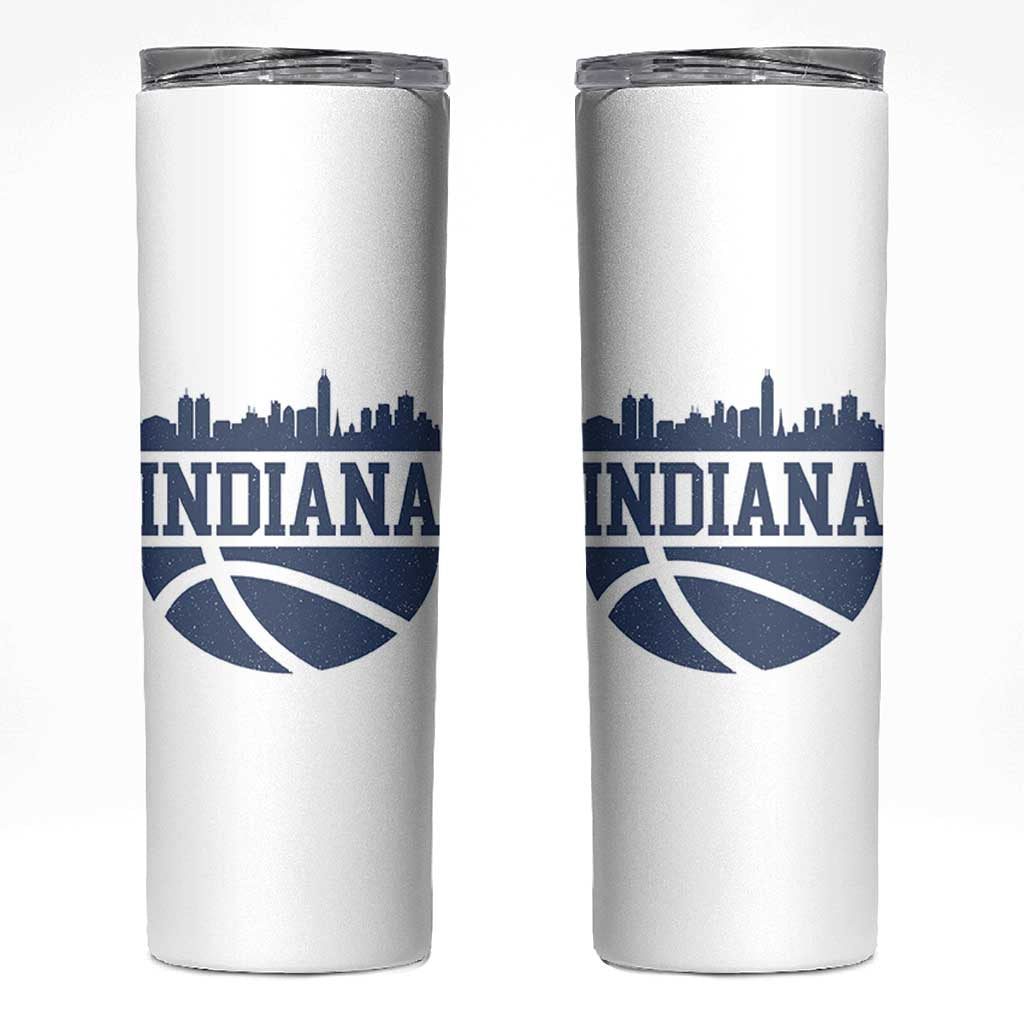 Indiana Skyline Basketball Skinny Tumbler Distressed Urban Hoops Graphic for Indy Fans TS02 White Print Your Wear