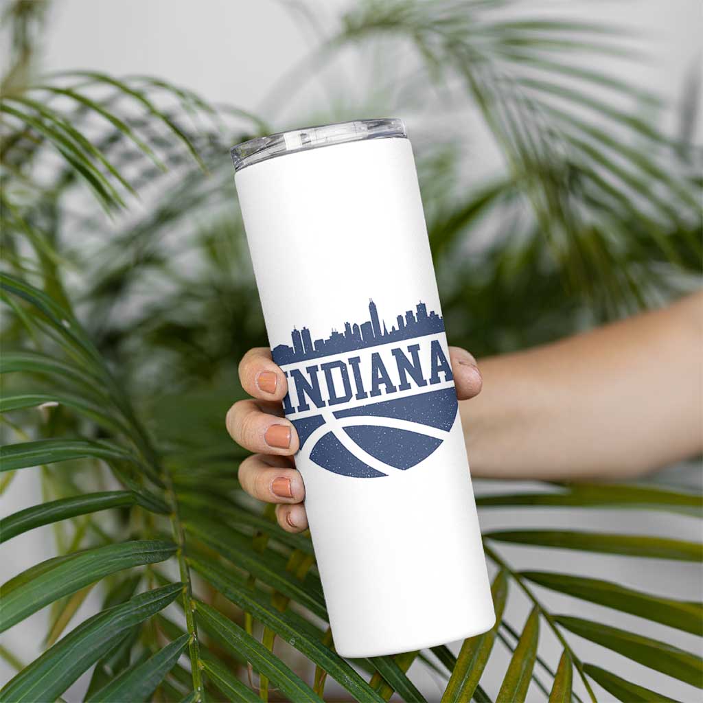 Indiana Skyline Basketball Skinny Tumbler Distressed Urban Hoops Graphic for Indy Fans TS02 Print Your Wear
