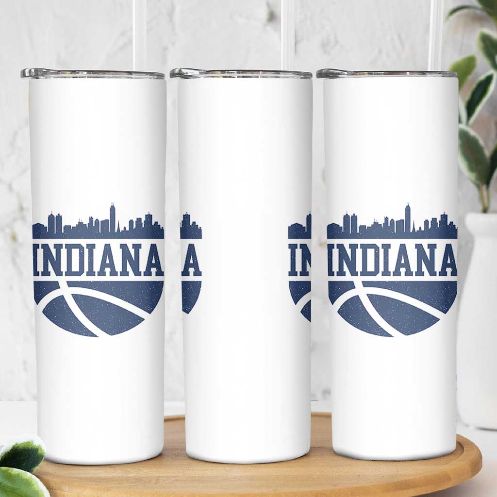 Indiana Skyline Basketball Skinny Tumbler Distressed Urban Hoops Graphic for Indy Fans TS02 Print Your Wear