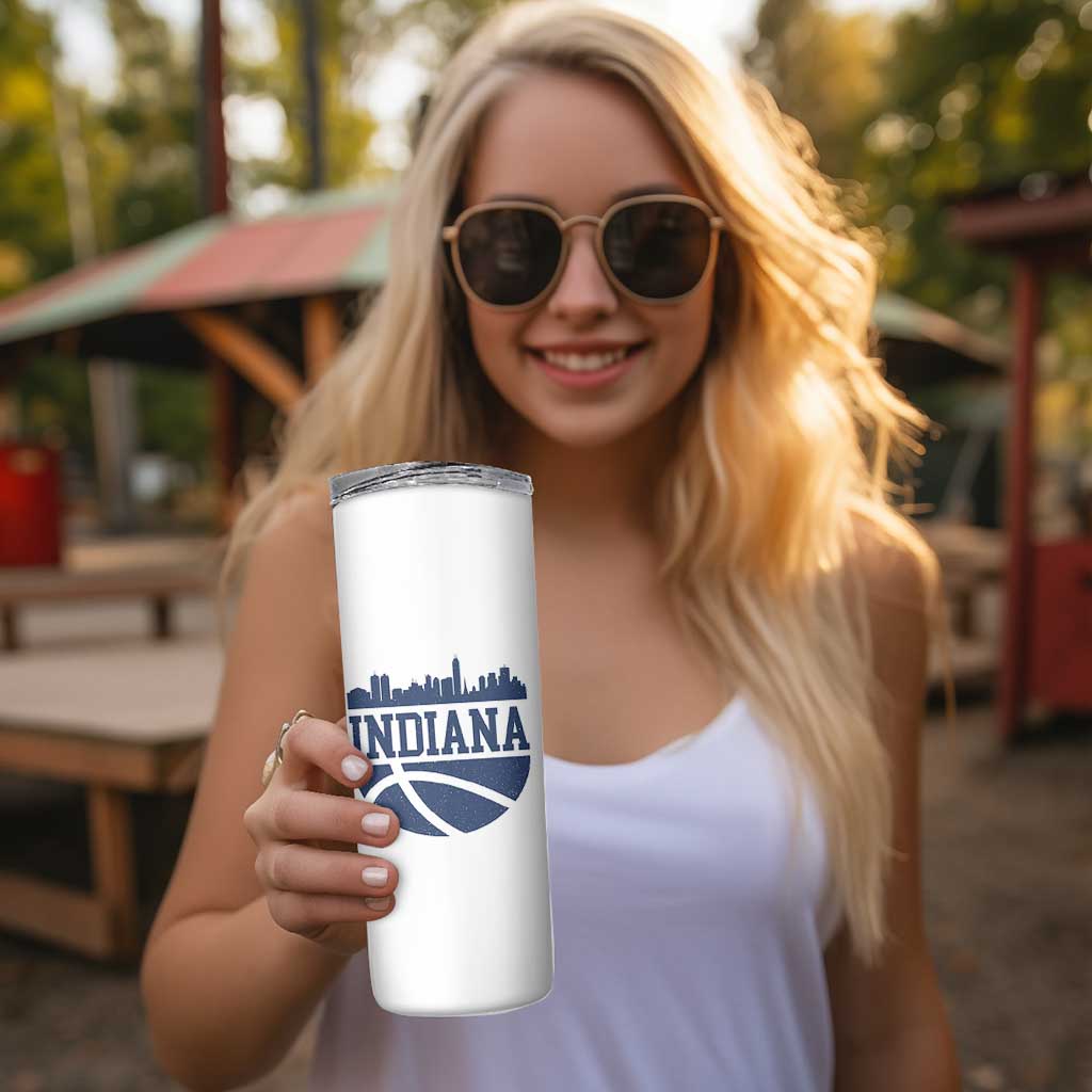 Indiana Skyline Basketball Skinny Tumbler Distressed Urban Hoops Graphic for Indy Fans TS02 Print Your Wear