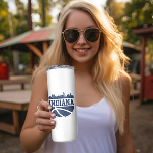 Indiana Skyline Basketball Skinny Tumbler Distressed Urban Hoops Graphic for Indy Fans TS02 Print Your Wear