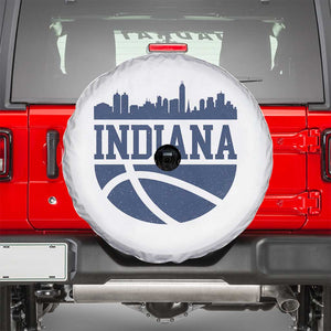Indiana Skyline Basketball Spare Tire Cover Distressed Urban Hoops Graphic for Indy Fans TS02 White Print Your Wear