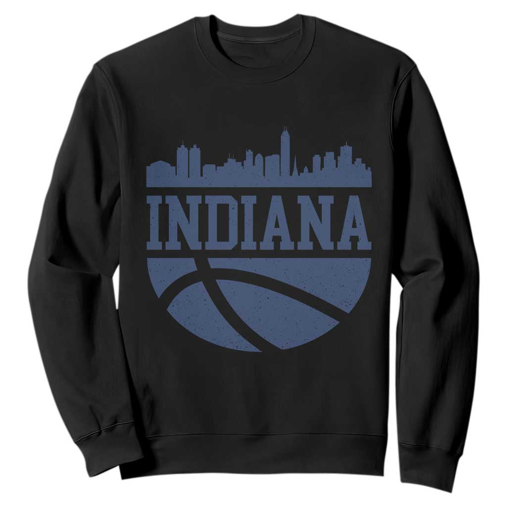 Indiana Skyline Basketball Sweatshirt Distressed Urban Hoops Graphic for Indy Fans TS02 Black Print Your Wear