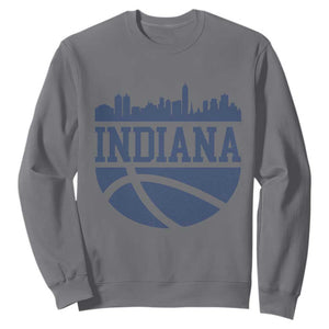 Indiana Skyline Basketball Sweatshirt Distressed Urban Hoops Graphic for Indy Fans TS02 Charcoal Print Your Wear