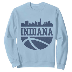 Indiana Skyline Basketball Sweatshirt Distressed Urban Hoops Graphic for Indy Fans TS02 Light Blue Print Your Wear
