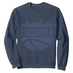 Indiana Skyline Basketball Sweatshirt Distressed Urban Hoops Graphic for Indy Fans TS02 Navy Print Your Wear