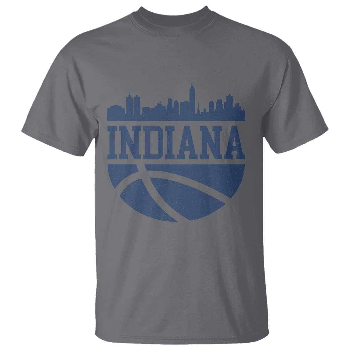 Indiana Skyline Basketball T Shirt Distressed Urban Hoops Graphic for Indy Fans TS02 Charcoal Print Your Wear