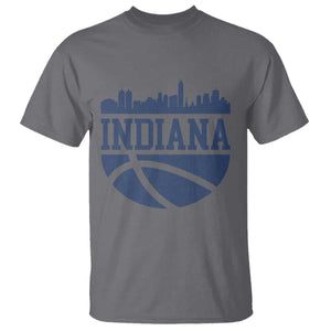 Indiana Skyline Basketball T Shirt Distressed Urban Hoops Graphic for Indy Fans TS02 Charcoal Print Your Wear