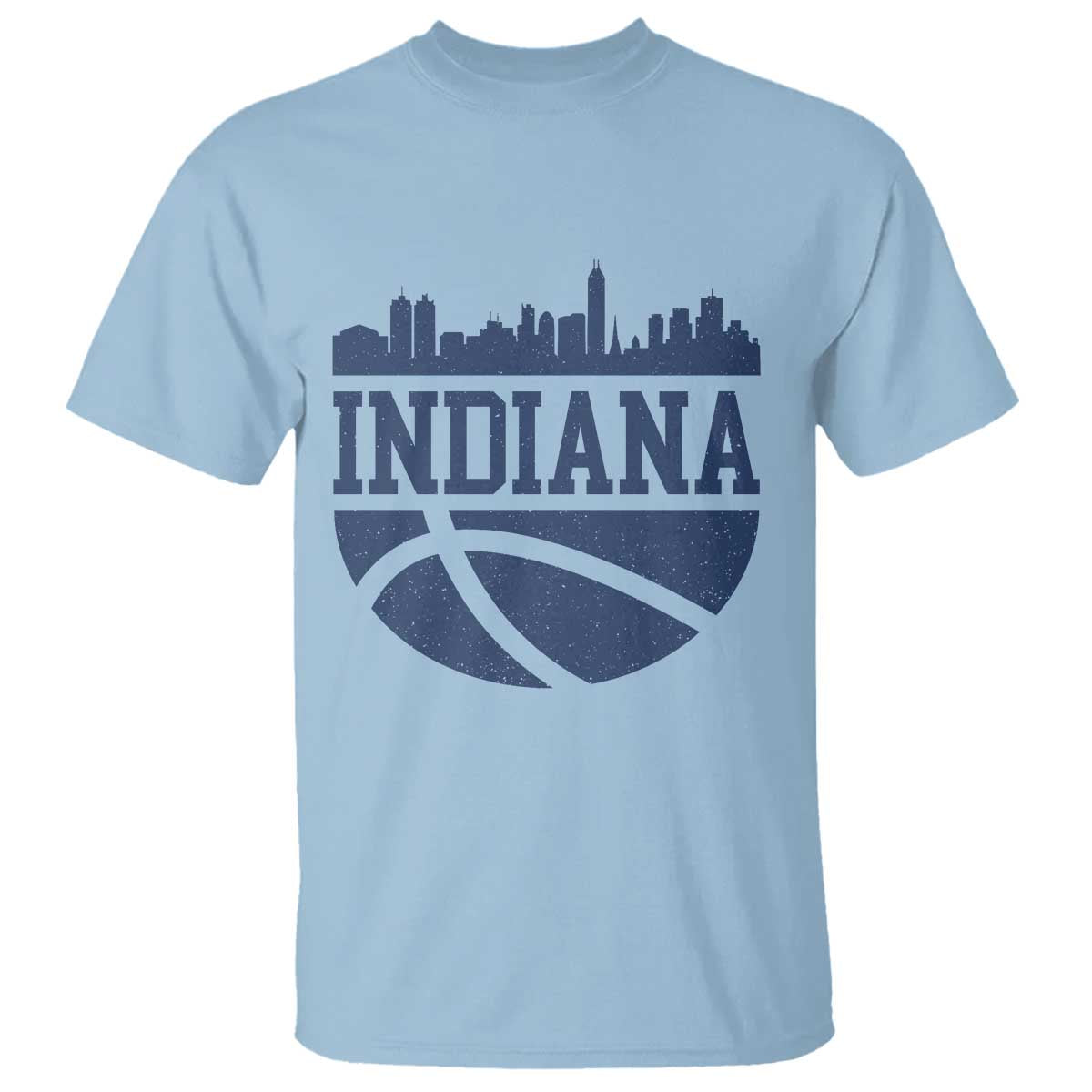 Indiana Skyline Basketball T Shirt Distressed Urban Hoops Graphic for Indy Fans TS02 Light Blue Print Your Wear