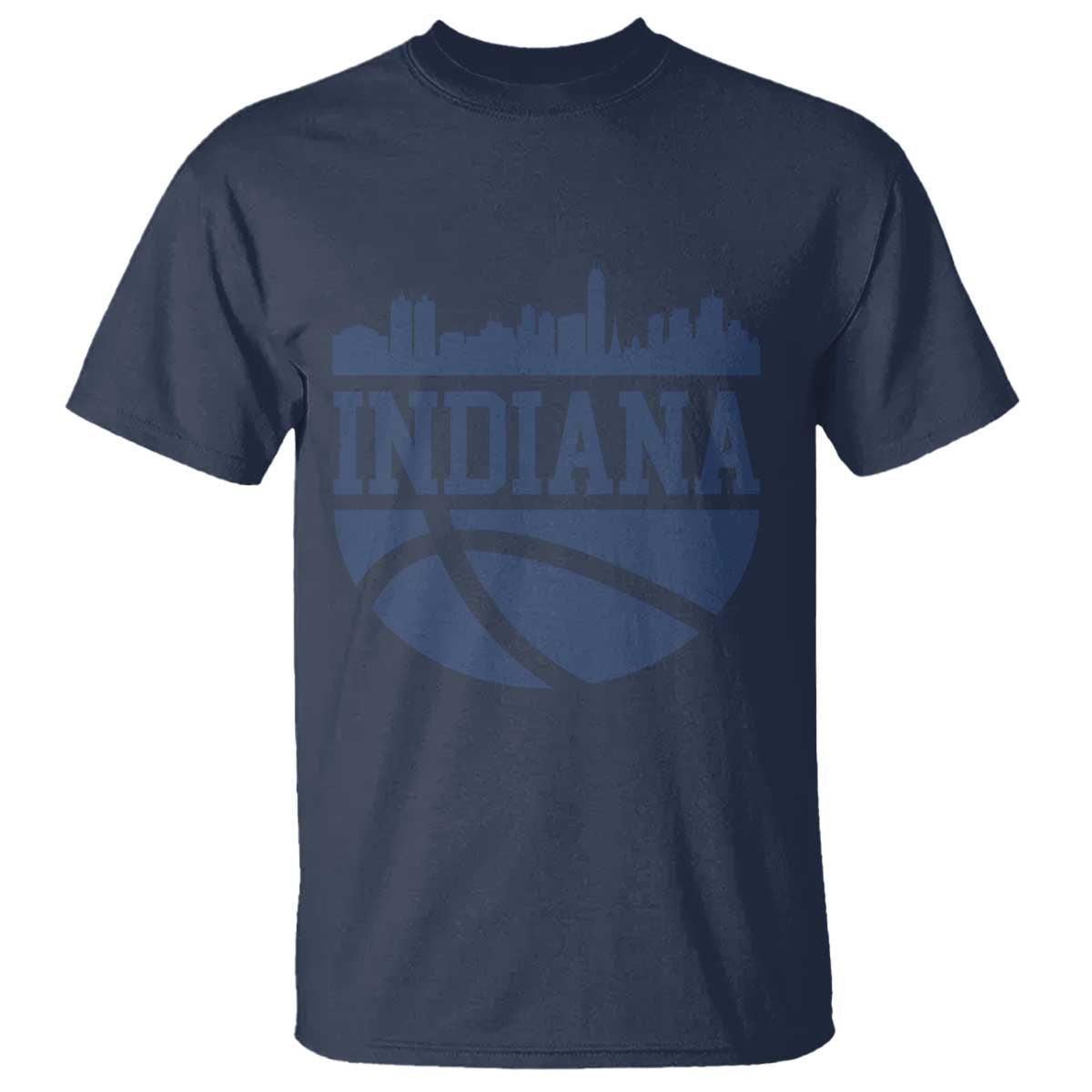 Indiana Skyline Basketball T Shirt Distressed Urban Hoops Graphic for Indy Fans TS02 Navy Print Your Wear