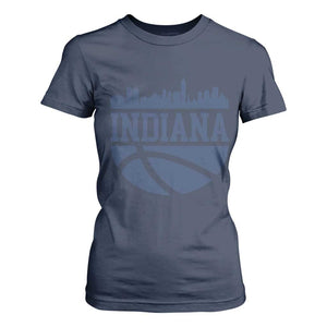 Indiana Skyline Basketball T Shirt For Women Distressed Urban Hoops Graphic for Indy Fans TS02 Navy Print Your Wear