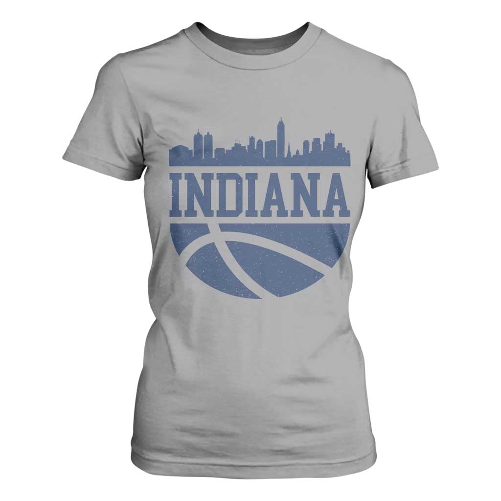 Indiana Skyline Basketball T Shirt For Women Distressed Urban Hoops Graphic for Indy Fans TS02 Sport Gray Print Your Wear