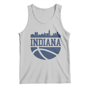 Indiana Skyline Basketball Tank Top Distressed Urban Hoops Graphic for Indy Fans TS02 Ash Print Your Wear