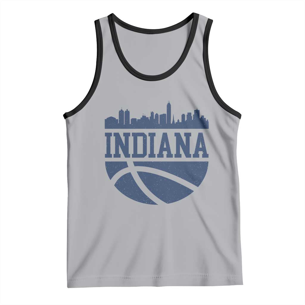 Indiana Skyline Basketball Tank Top Distressed Urban Hoops Graphic for Indy Fans TS02 Athletic Heather Black Print Your Wear