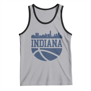 Indiana Skyline Basketball Tank Top Distressed Urban Hoops Graphic for Indy Fans TS02 Athletic Heather Black Print Your Wear